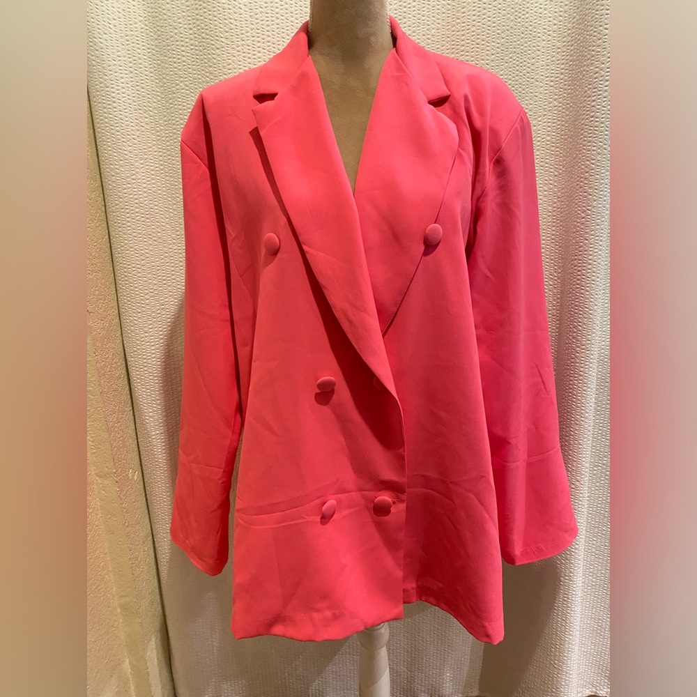 BooHoo Pink Double-Breasted Blazer